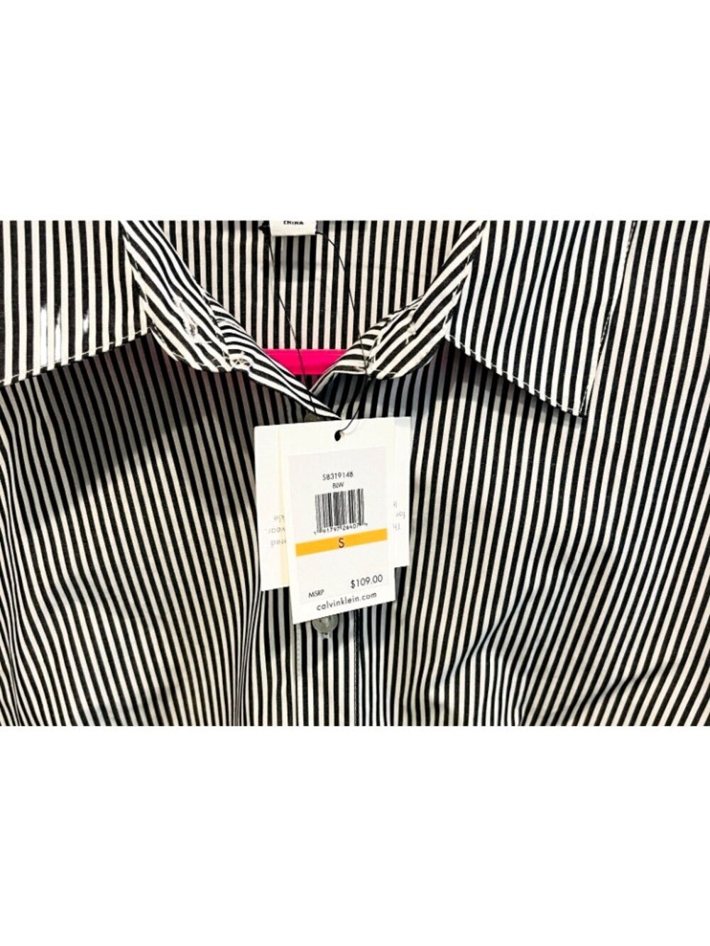 Calvin Klein Women's Size Small Button Up Collared Striped Shirt - NEW with Tags - Picture 3 of 6